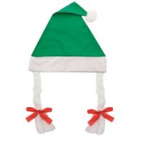 Bonnet Noël Vert avec Tresses
