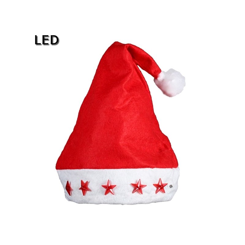 Lurowo Chapeaux de Noël A Unisexe LED Lumière Bonnets de Noël avec Pompon 7 LED Coloré Noël Tricoté Chapeau Chaud pour Fête Camping 